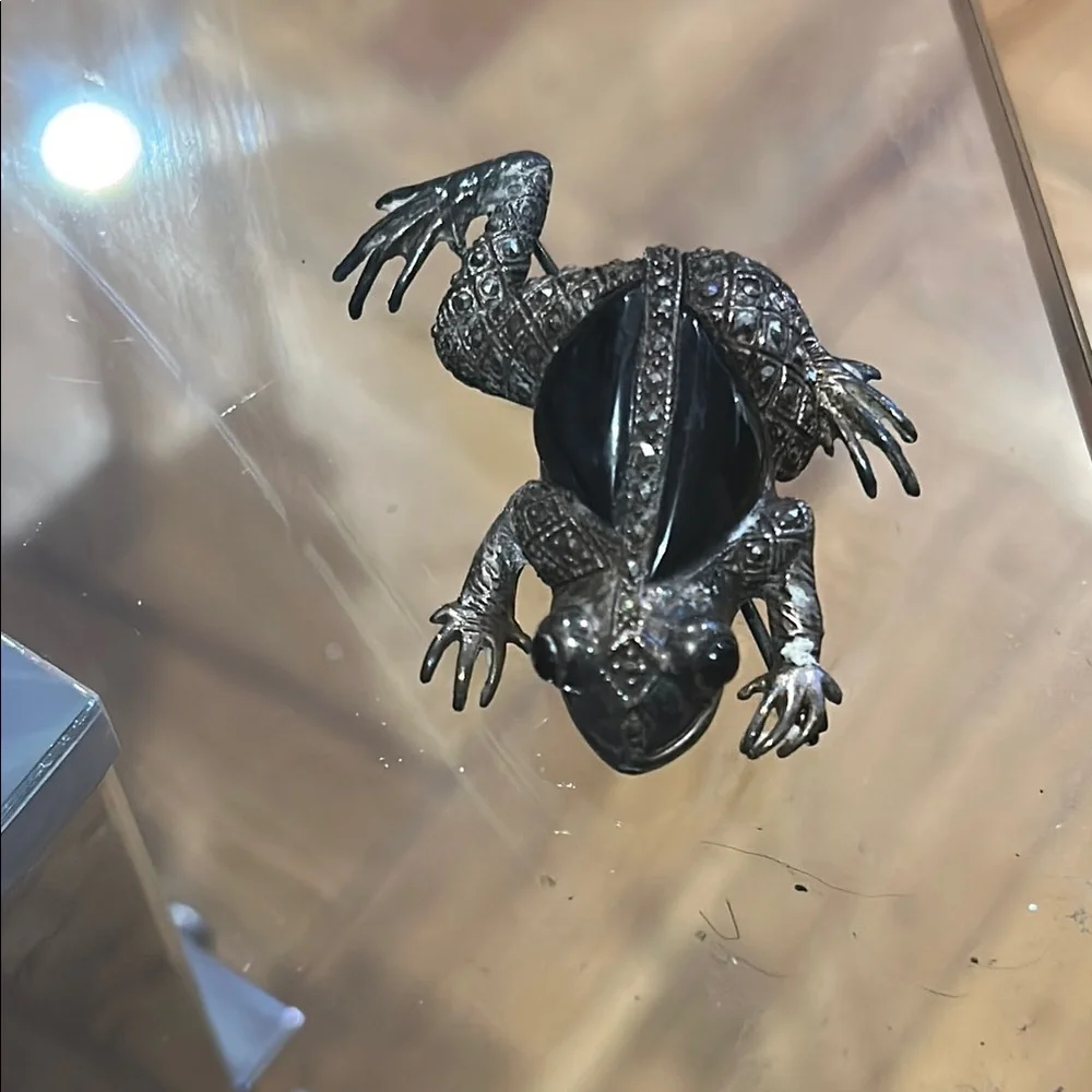 Silver and Black Reptile Figurine